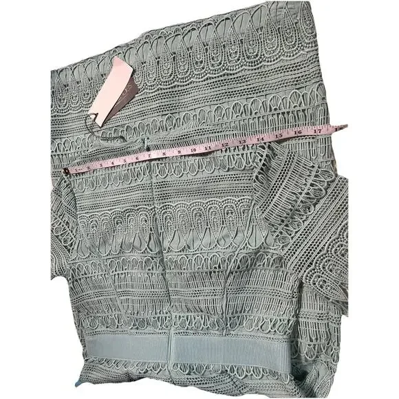 Eva Mendes NY&C Crochet Lace Midi Cocktail Dress Mint Green Petite‎ M NWT - Picture 11 of 15